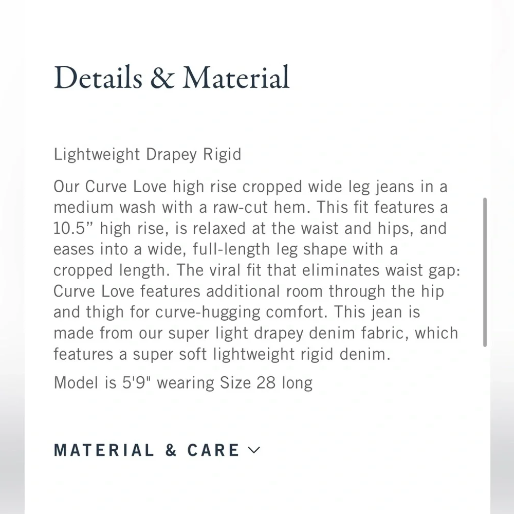 Abercrombie & Fitch - Curve Love High Rise Cropped Wide Leg Jeans - Picture 6 of 9